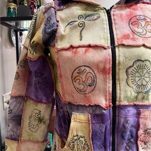 Multi-colored Patchwork Zip-Up Jacket